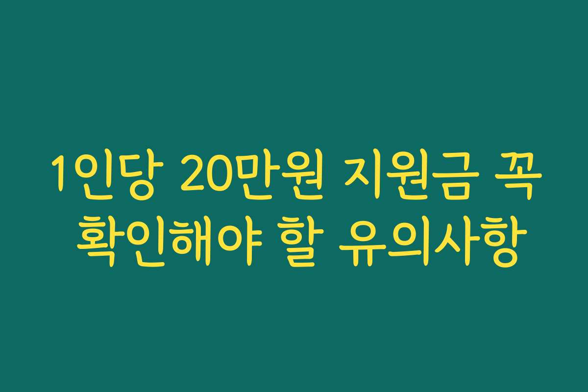 1인당 20만원 지원금 꼭 확인해야 할 유의사항