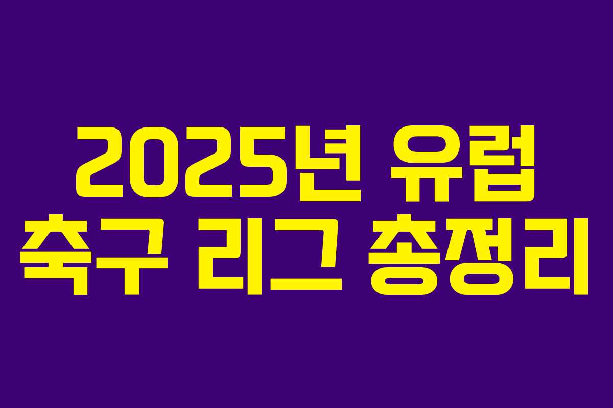 2025년 유럽 축구 리그 총정리