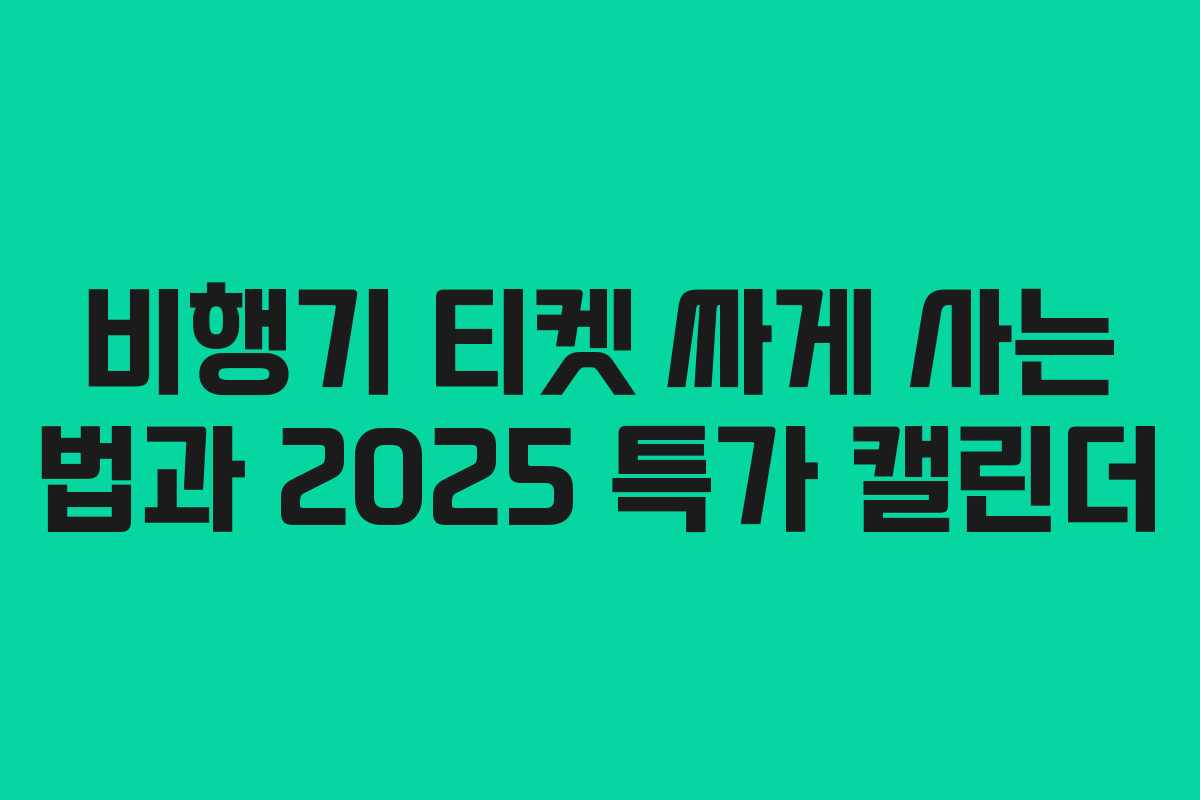 비행기 티켓 싸게 사는 법과 2025 특가 캘린더