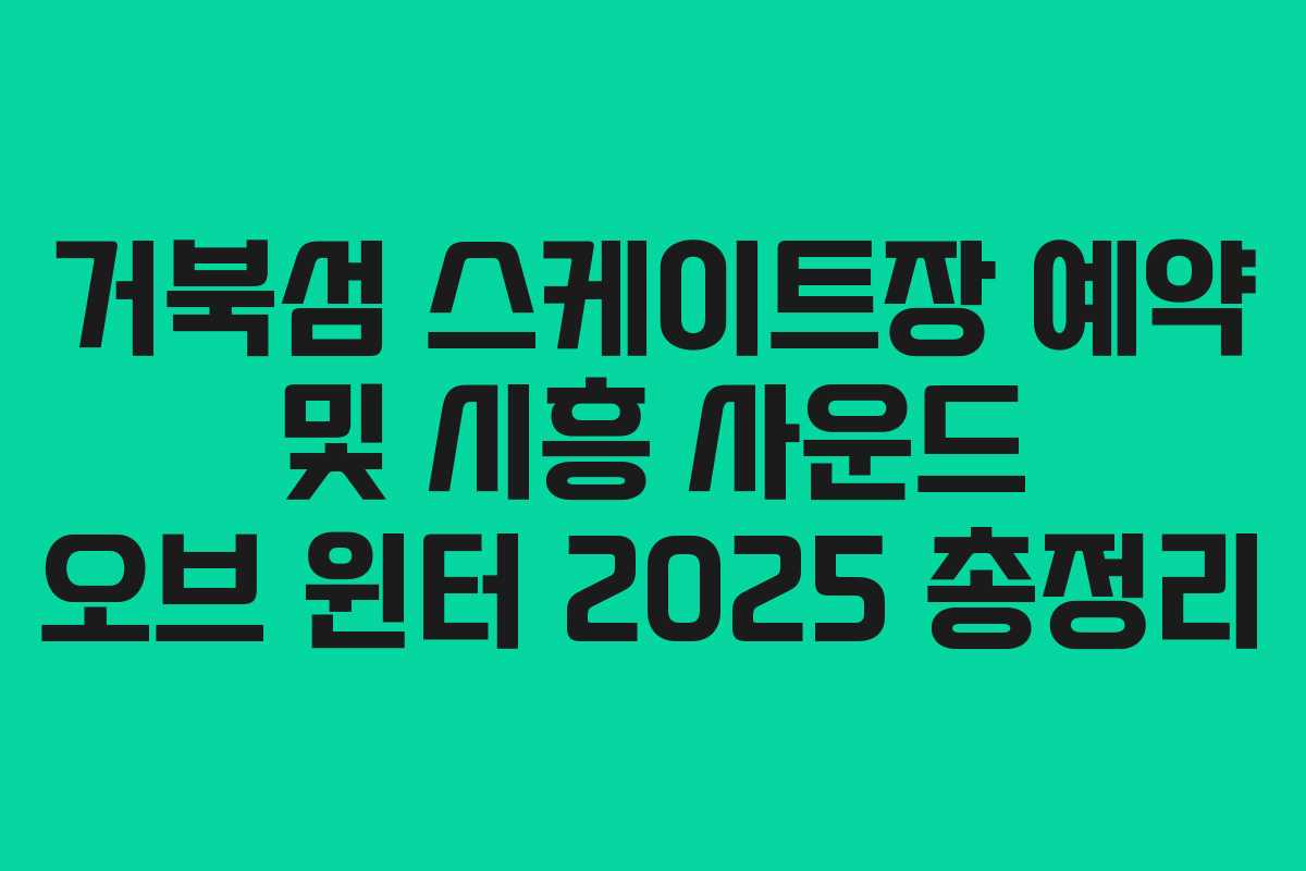 거북섬 스케이트장 예약 및 시흥 사운드 오브 윈터 2025 총정리