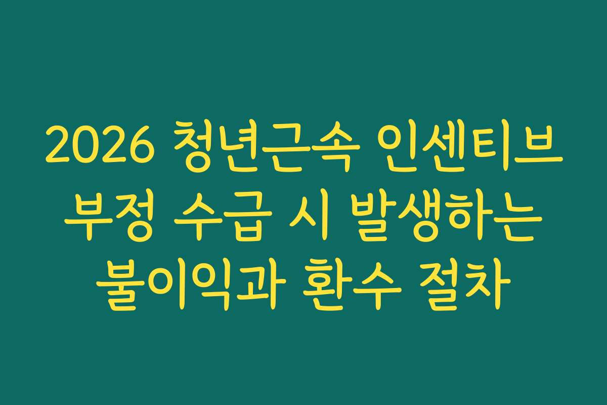 2026 청년근속 인센티브 부정 수급 시 발생하는 불이익과 환수 절차