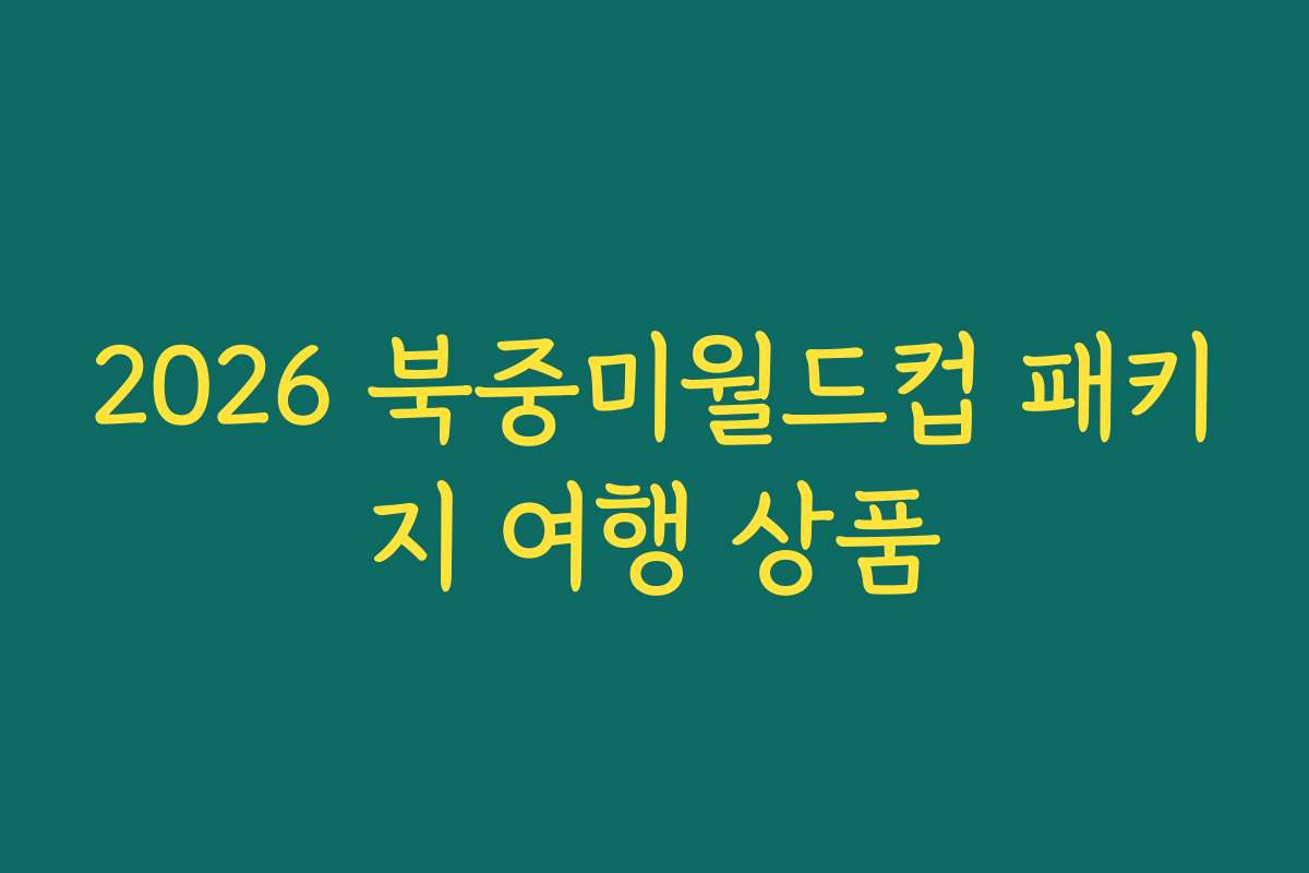 2026 북중미월드컵 패키지 여행 상품