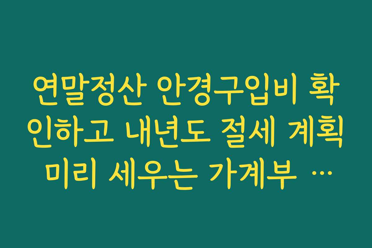 연말정산 안경구입비 확인하고 내년도 절세 계획 미리 세우는 가계부 전략
