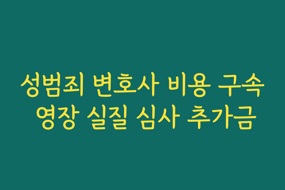 성범죄 변호사 비용 구속 영장 실질 심사 추가금