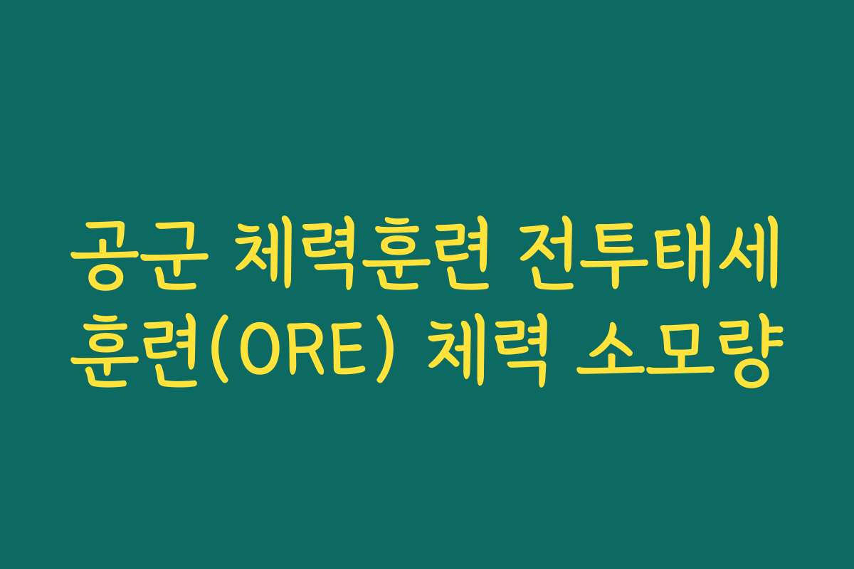 공군 체력훈련 전투태세훈련(ORE) 체력 소모량