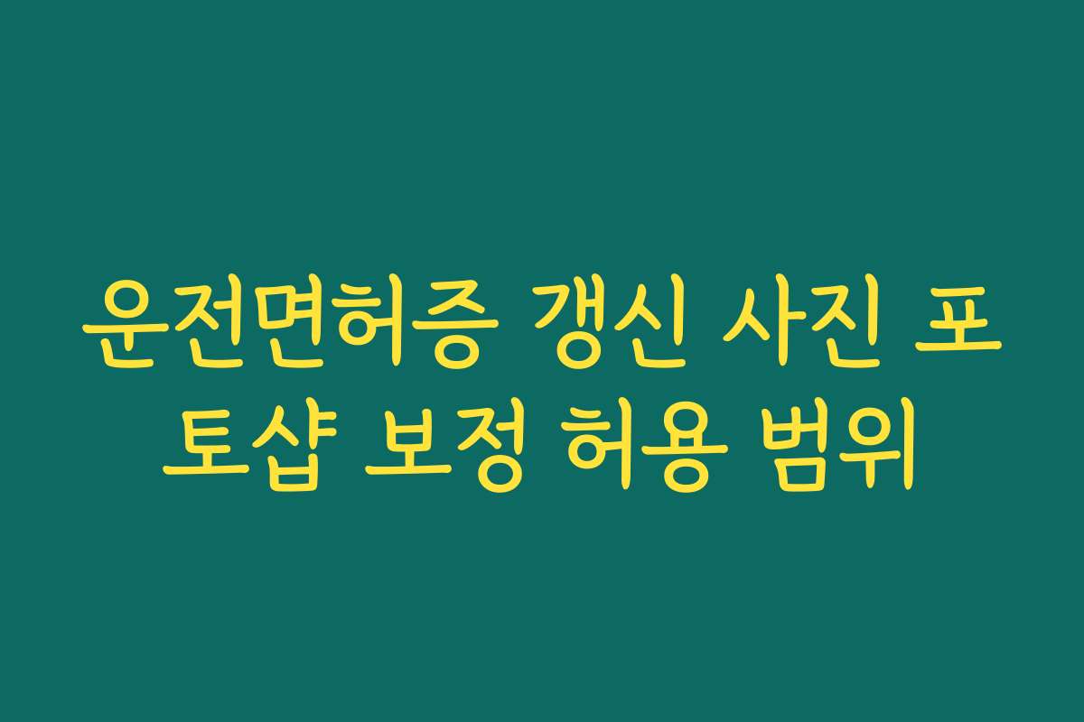 운전면허증 갱신 사진 포토샵 보정 허용 범위