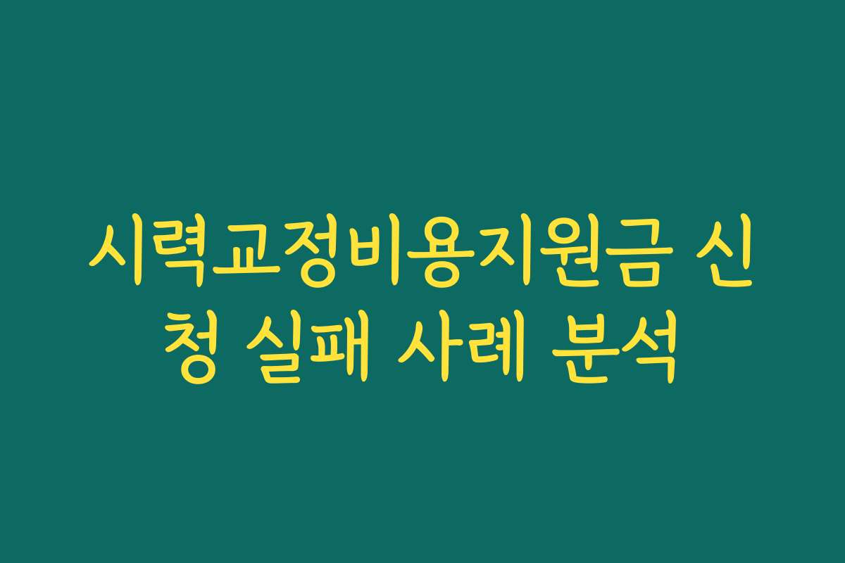 시력교정비용지원금 신청 실패 사례 분석