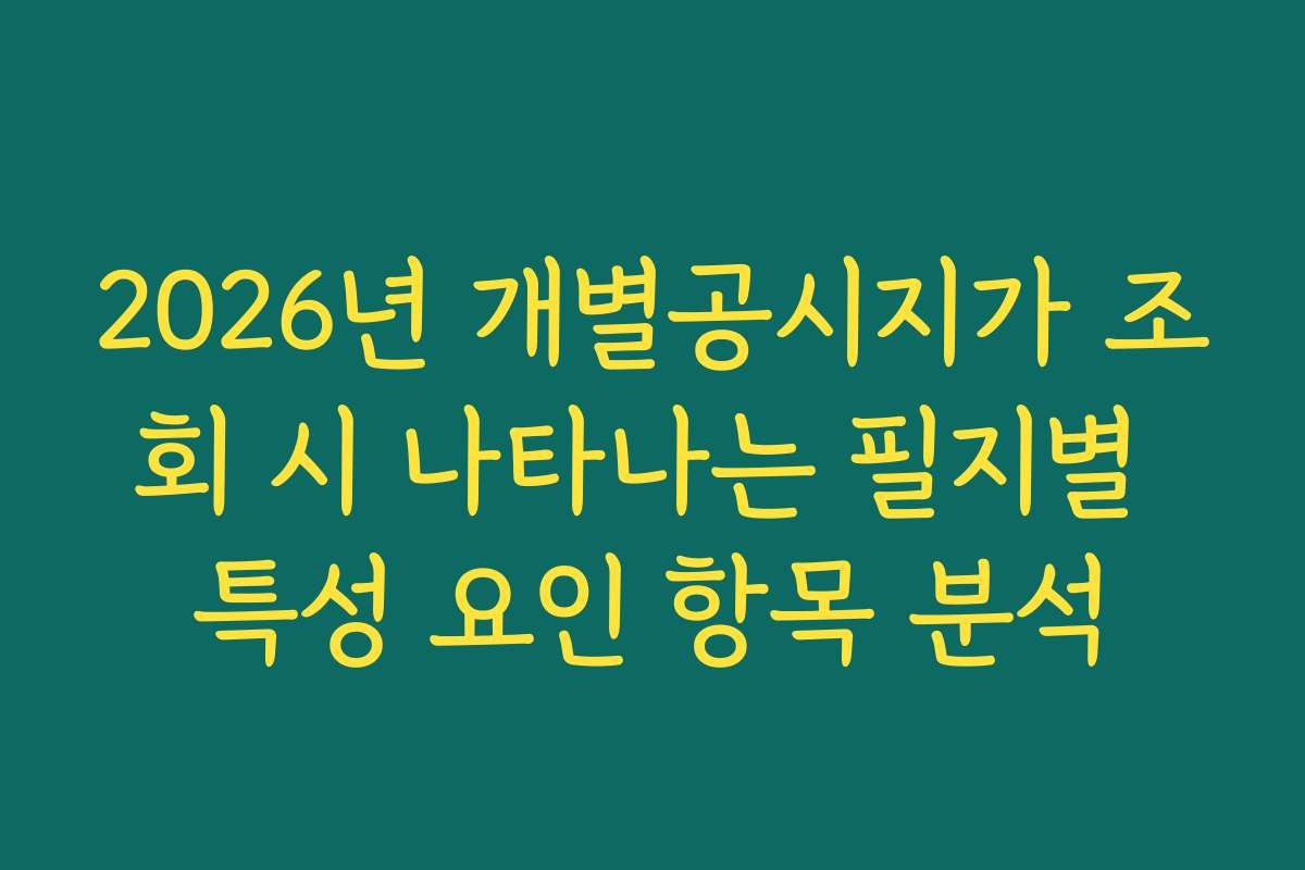 2026년 개별공시지가 조회 시 나타나는 필지별 특성 요인 항목 분석
