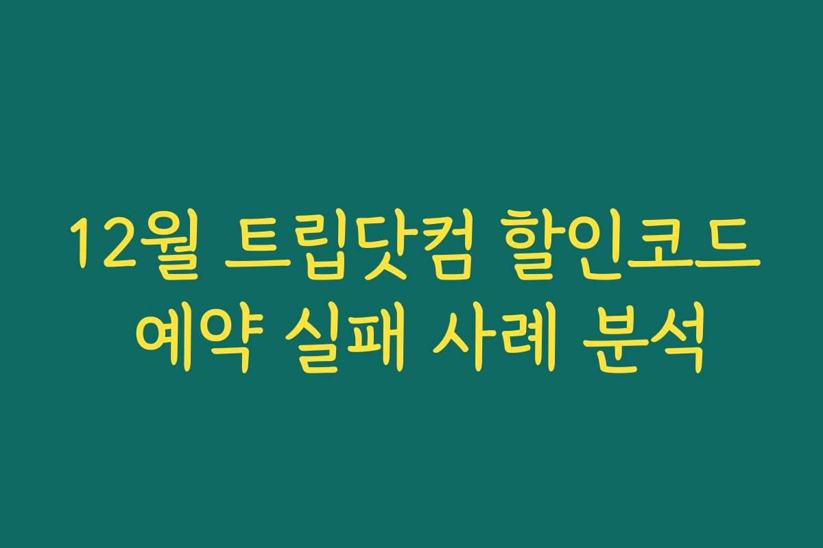 12월 트립닷컴 할인코드 예약 실패 사례 분석