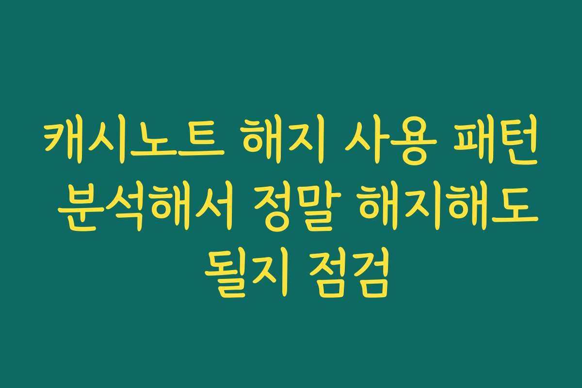 캐시노트 해지 사용 패턴 분석해서 정말 해지해도 될지 점검