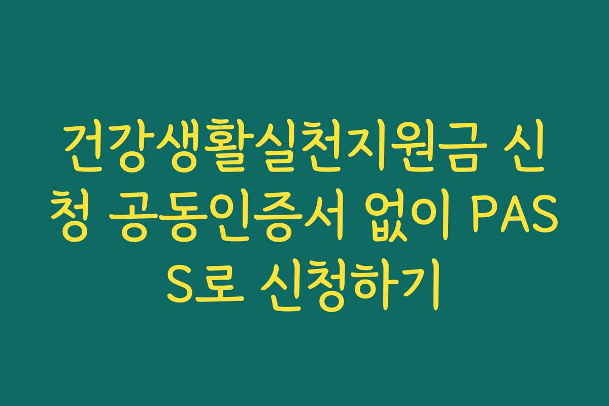 건강생활실천지원금 신청 공동인증서 없이 PASS로 신청하기