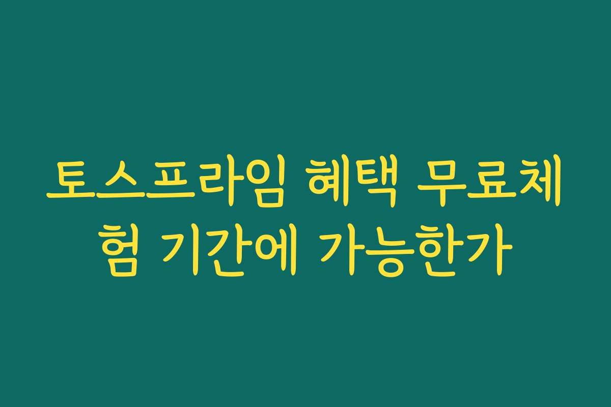 토스프라임 혜택 무료체험 기간에 가능한가