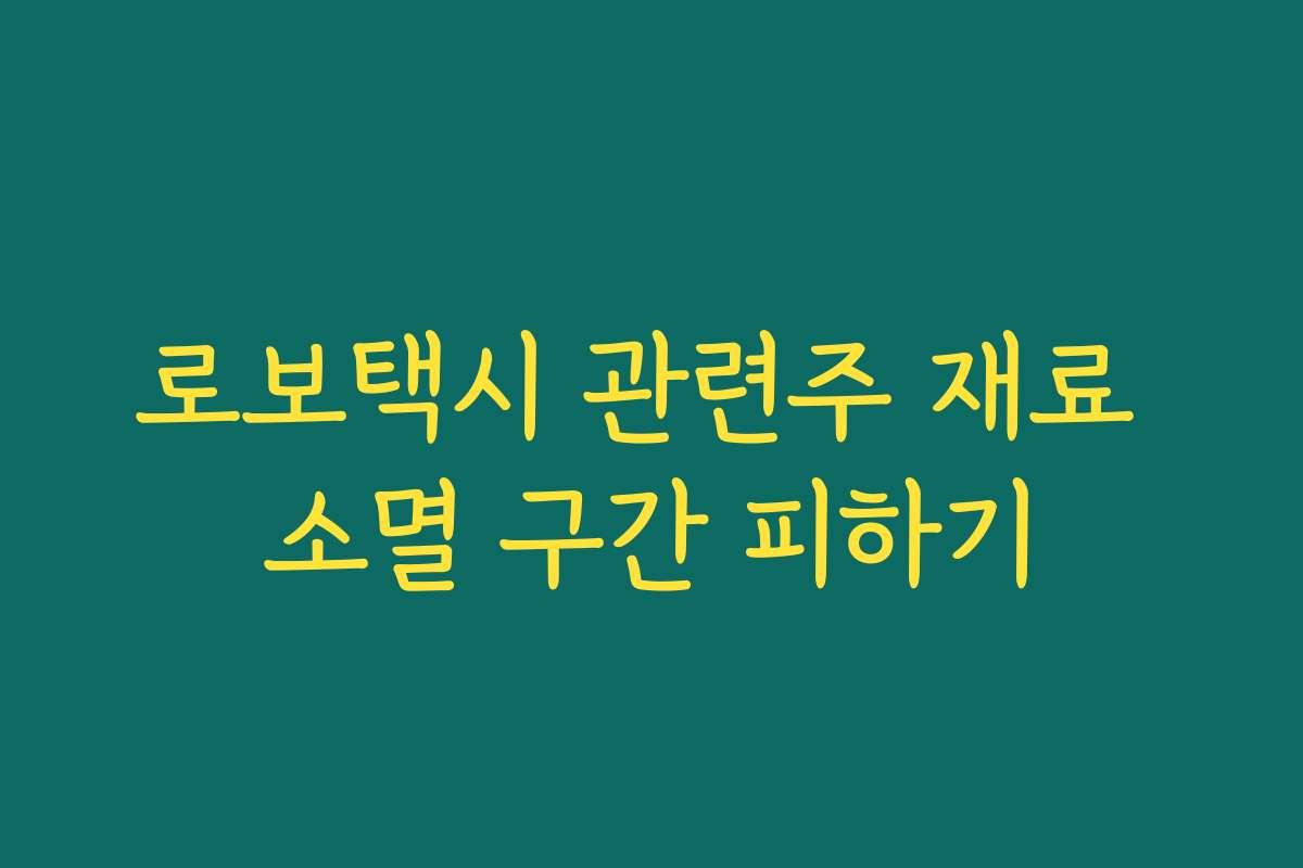 로보택시 관련주 재료 소멸 구간 피하기