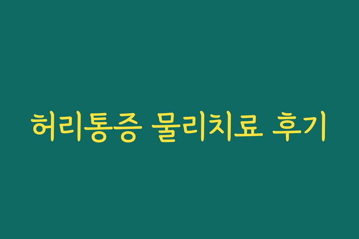 허리통증 물리치료 후기