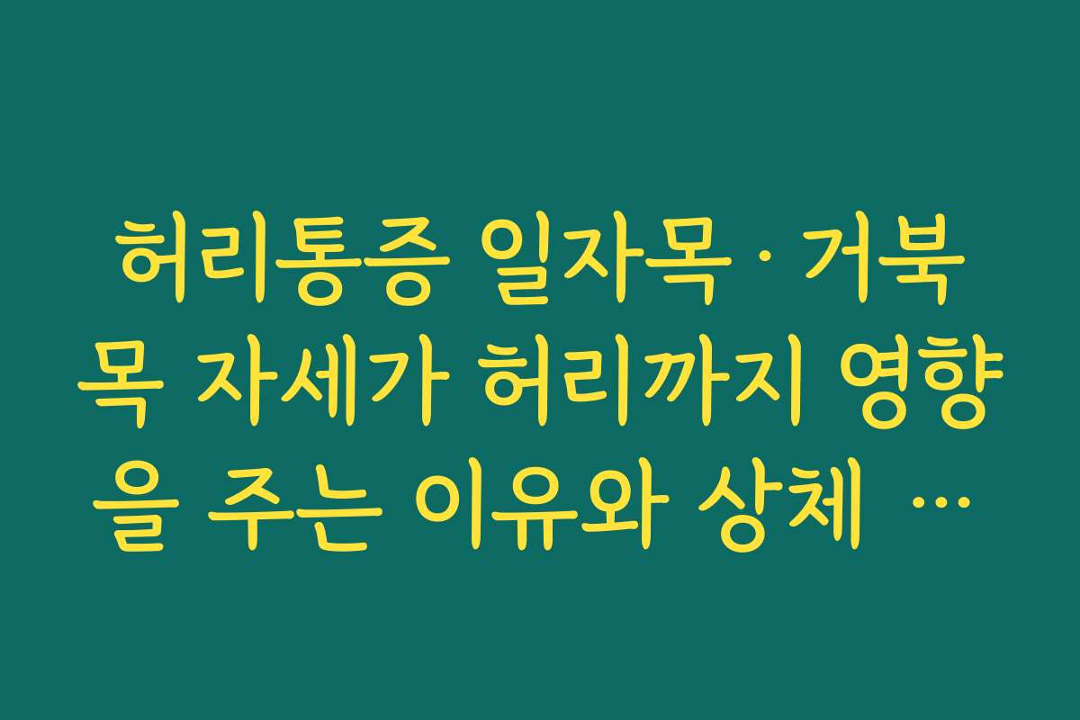 허리통증 일자목·거북목 자세가 허리까지 영향을 주는 이유와 상체 자세 교정법