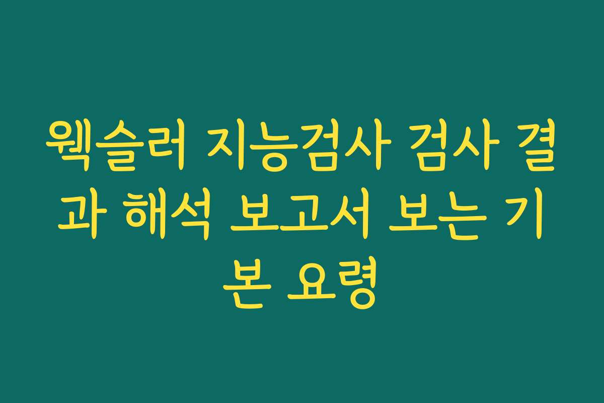 웩슬러 지능검사 검사 결과 해석 보고서 보는 기본 요령