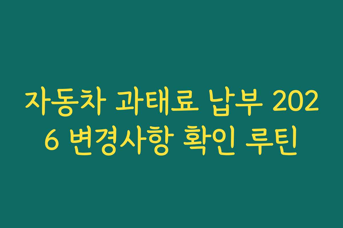 자동차 과태료 납부 2026 변경사항 확인 루틴