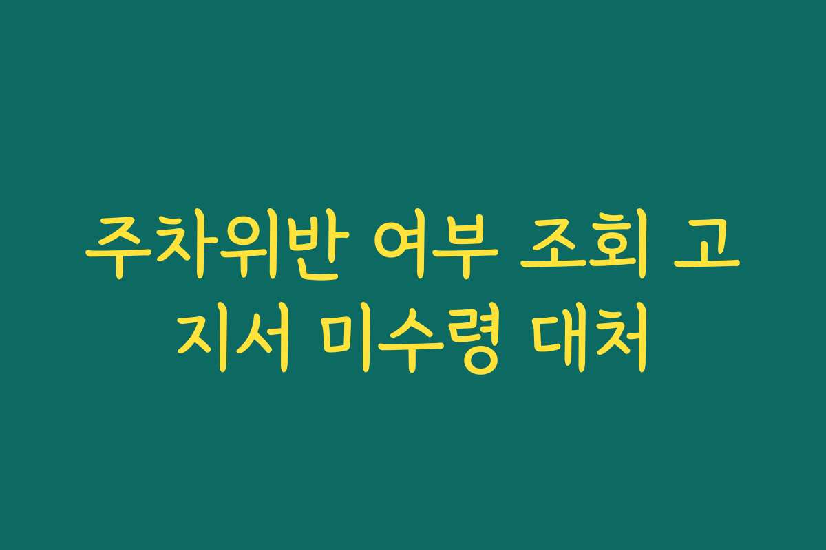 주차위반 여부 조회 고지서 미수령 대처