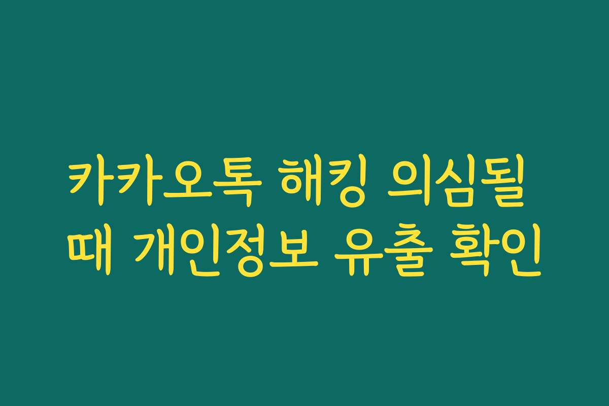 카카오톡 해킹 의심될 때 개인정보 유출 확인