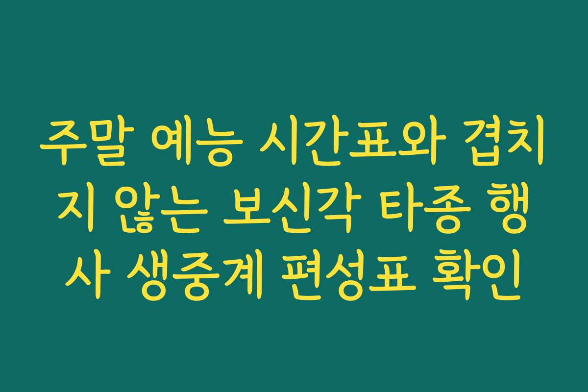 주말 예능 시간표와 겹치지 않는 보신각 타종 행사 생중계 편성표 확인