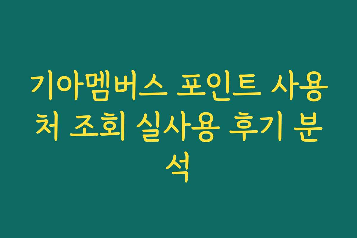 기아멤버스 포인트 사용처 조회 실사용 후기 분석