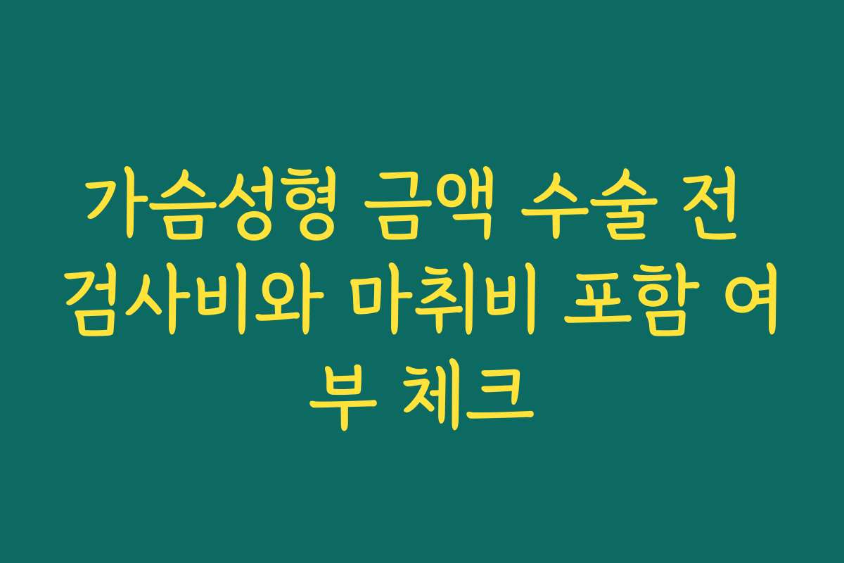 가슴성형 금액 수술 전 검사비와 마취비 포함 여부 체크