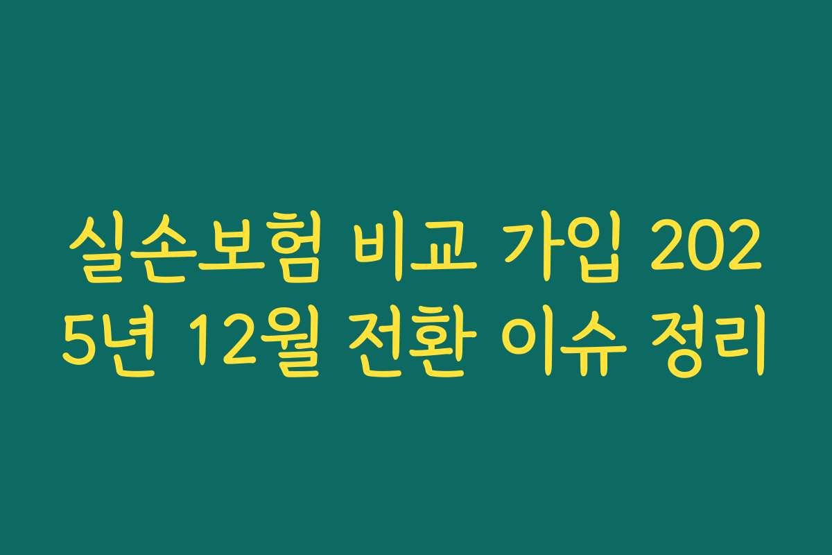 실손보험 비교 가입 2025년 12월 전환 이슈 정리