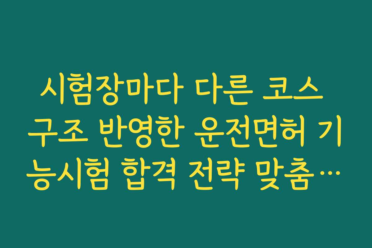 시험장마다 다른 코스 구조 반영한 운전면허 기능시험 합격 전략 맞춤형 정보