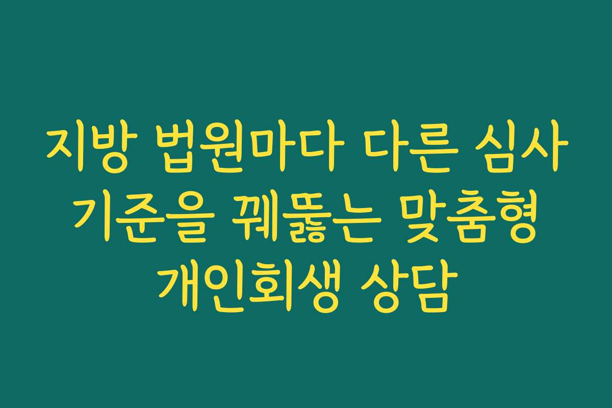 지방 법원마다 다른 심사 기준을 꿰뚫는 맞춤형 개인회생 상담