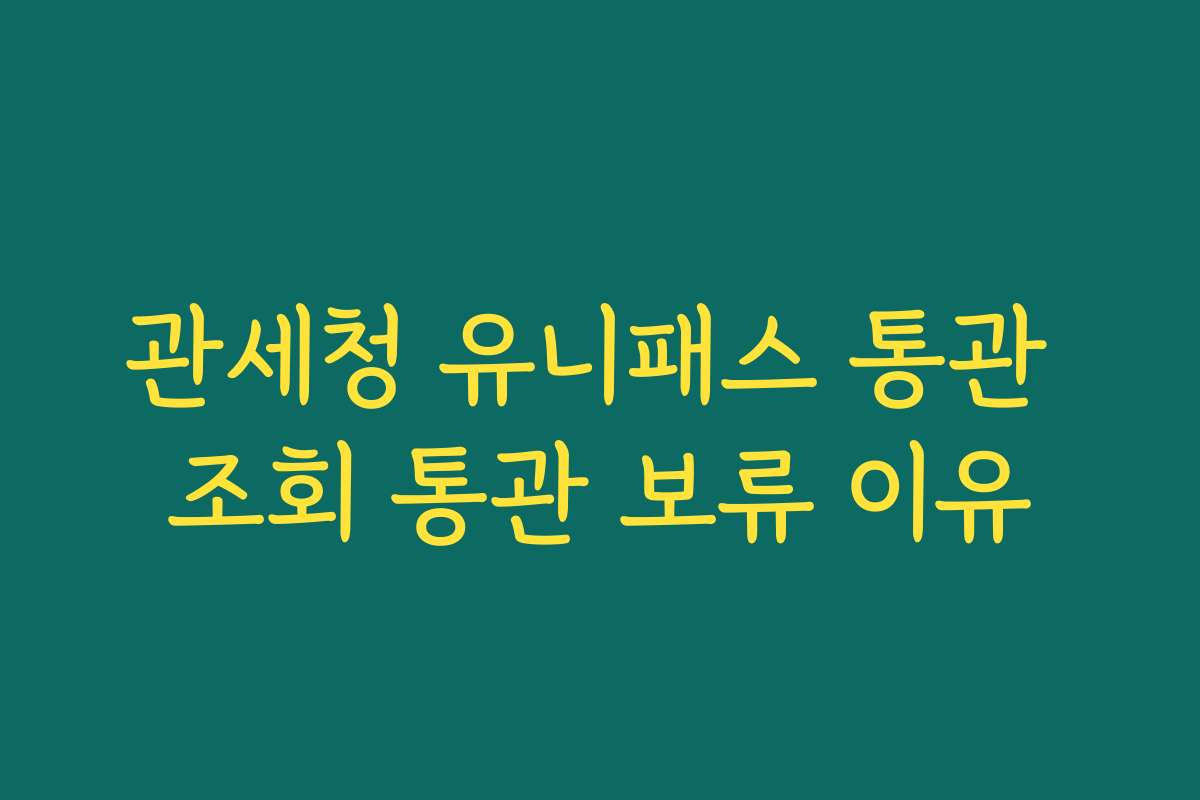 관세청 유니패스 통관 조회 통관 보류 이유