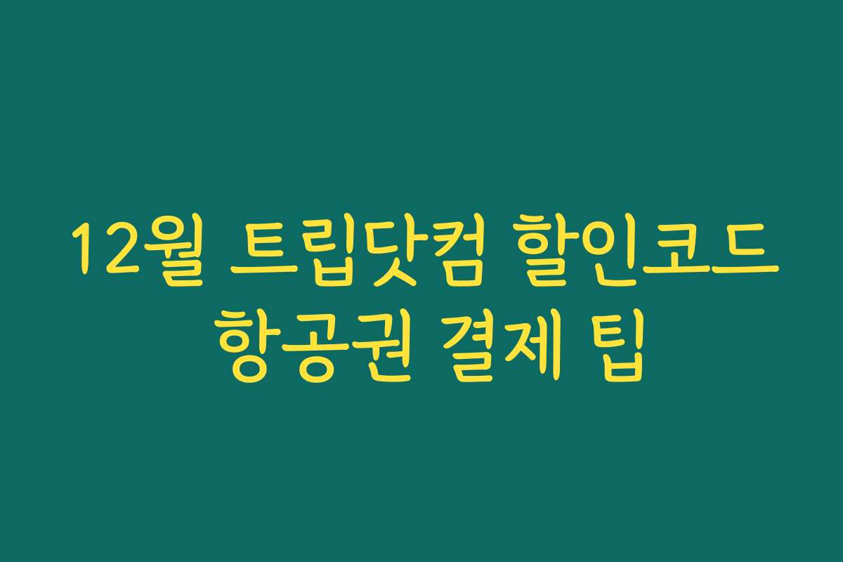 12월 트립닷컴 할인코드 항공권 결제 팁