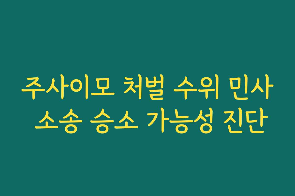 주사이모 처벌 수위 민사 소송 승소 가능성 진단