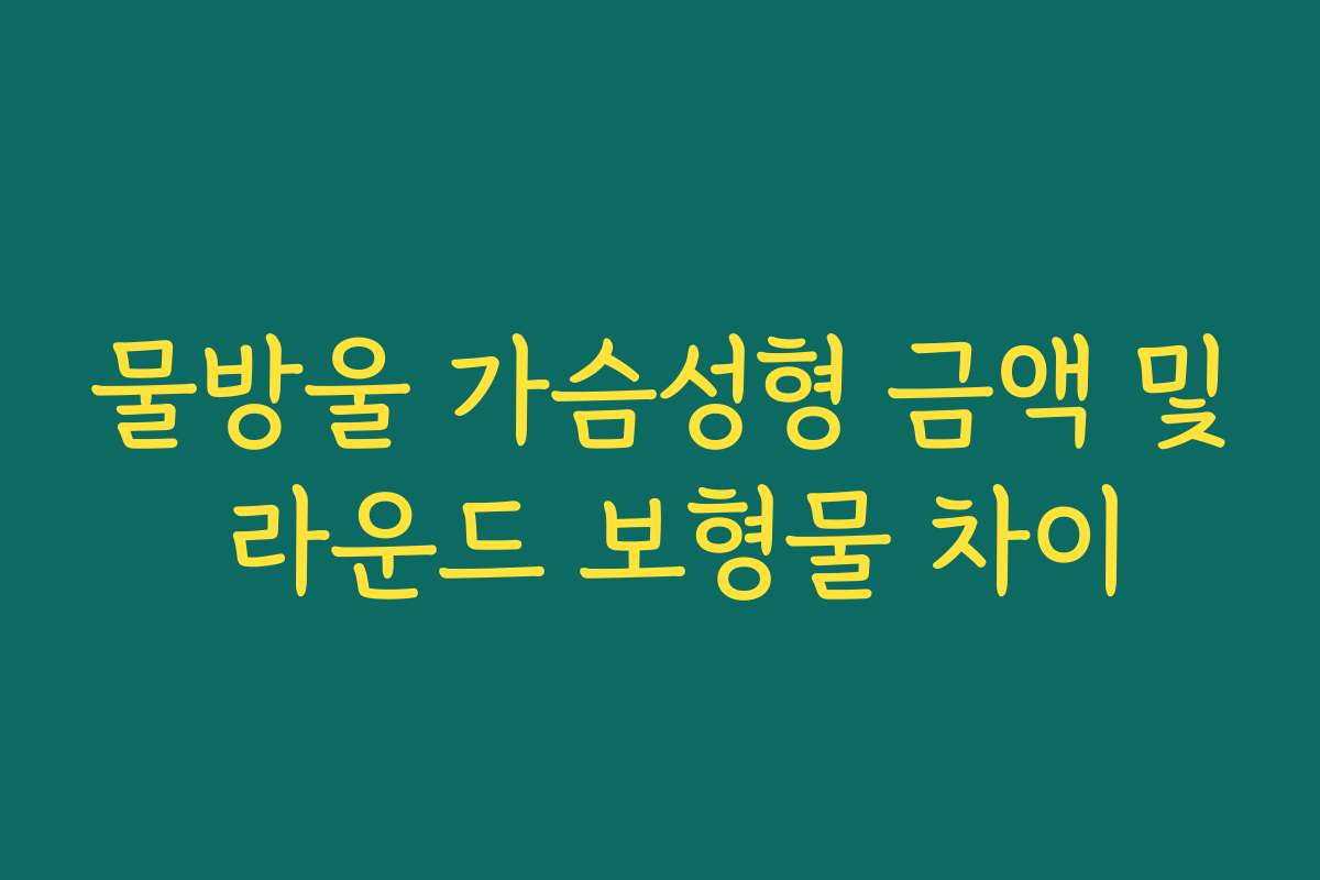물방울 가슴성형 금액 및 라운드 보형물 차이