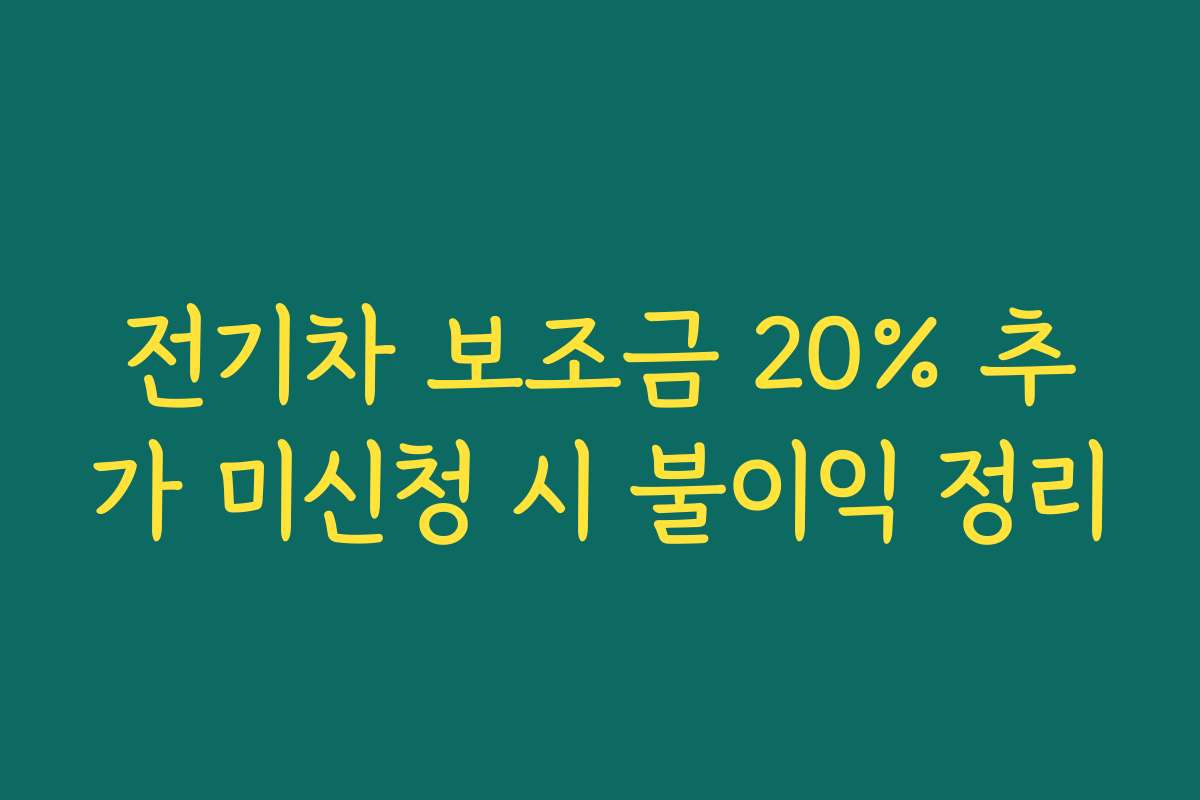 전기차 보조금 20% 추가 미신청 시 불이익 정리