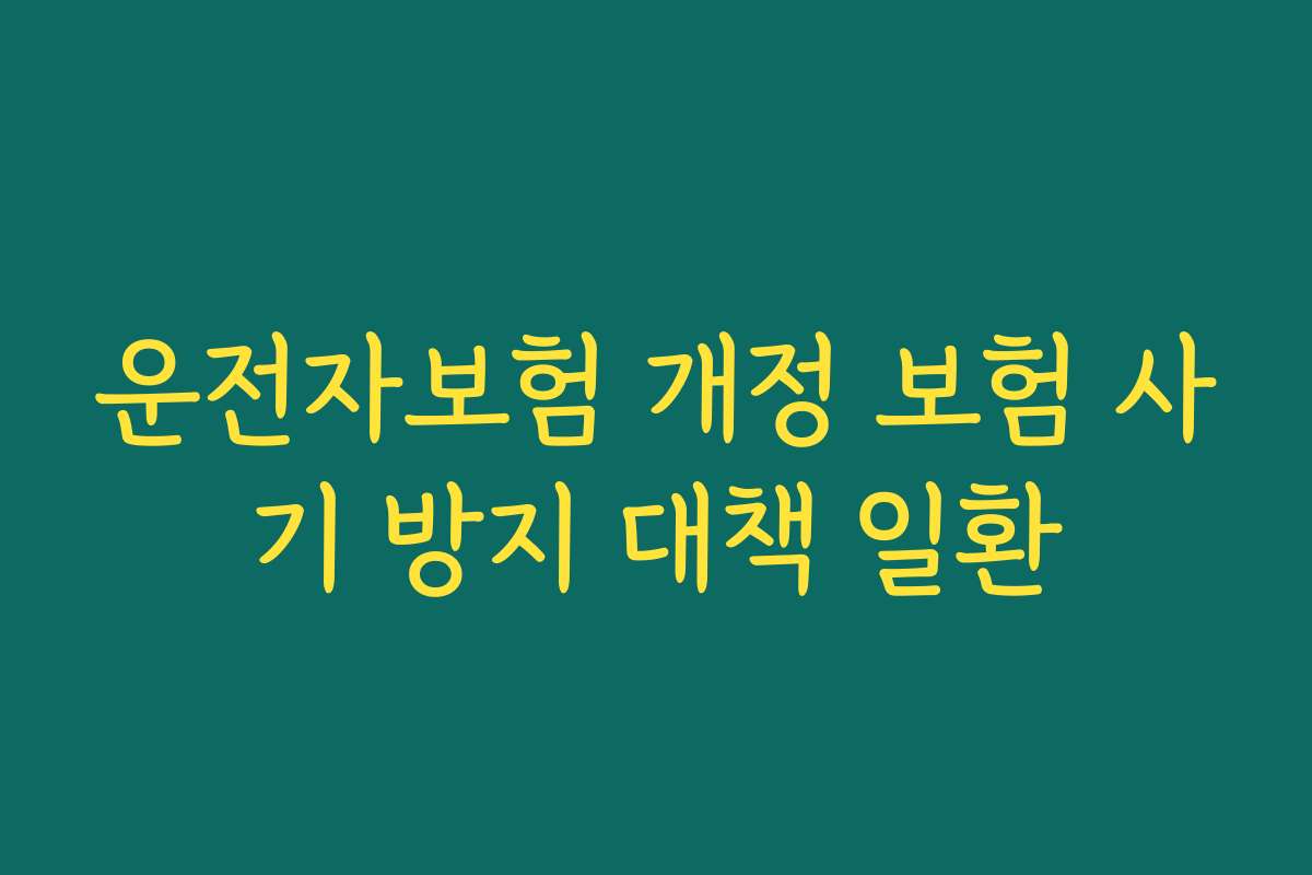 운전자보험 개정 보험 사기 방지 대책 일환