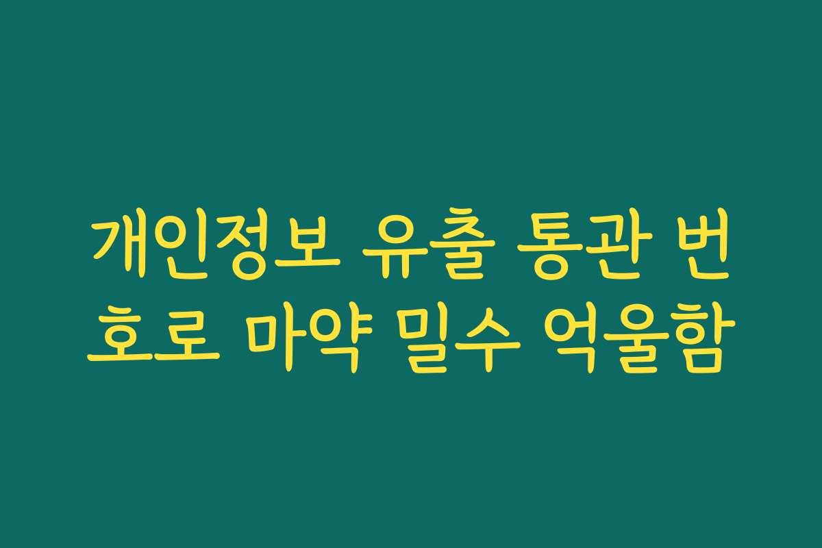 개인정보 유출 통관 번호로 마약 밀수 억울함