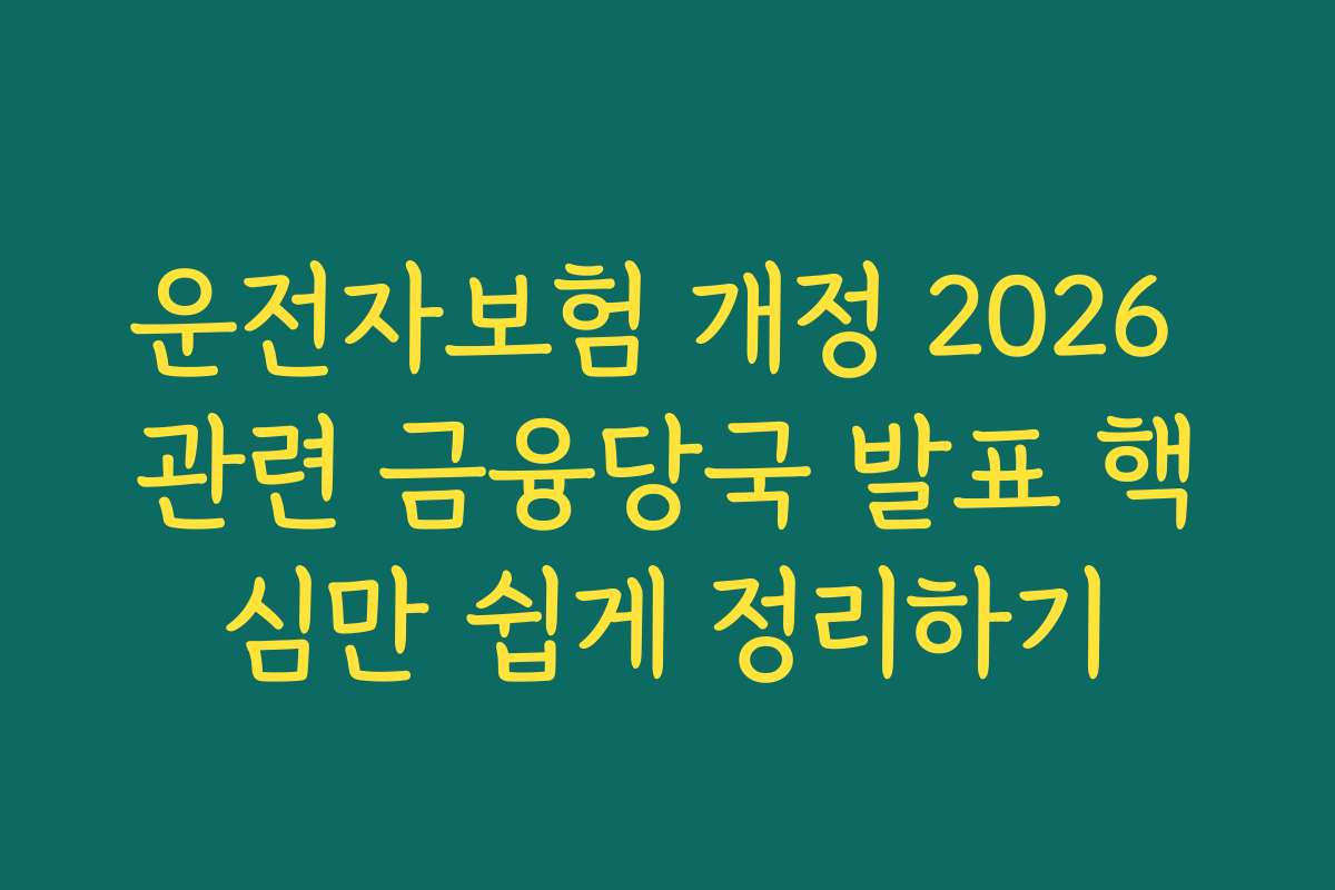 운전자보험 개정 2026 관련 금융당국 발표 핵심만 쉽게 정리하기