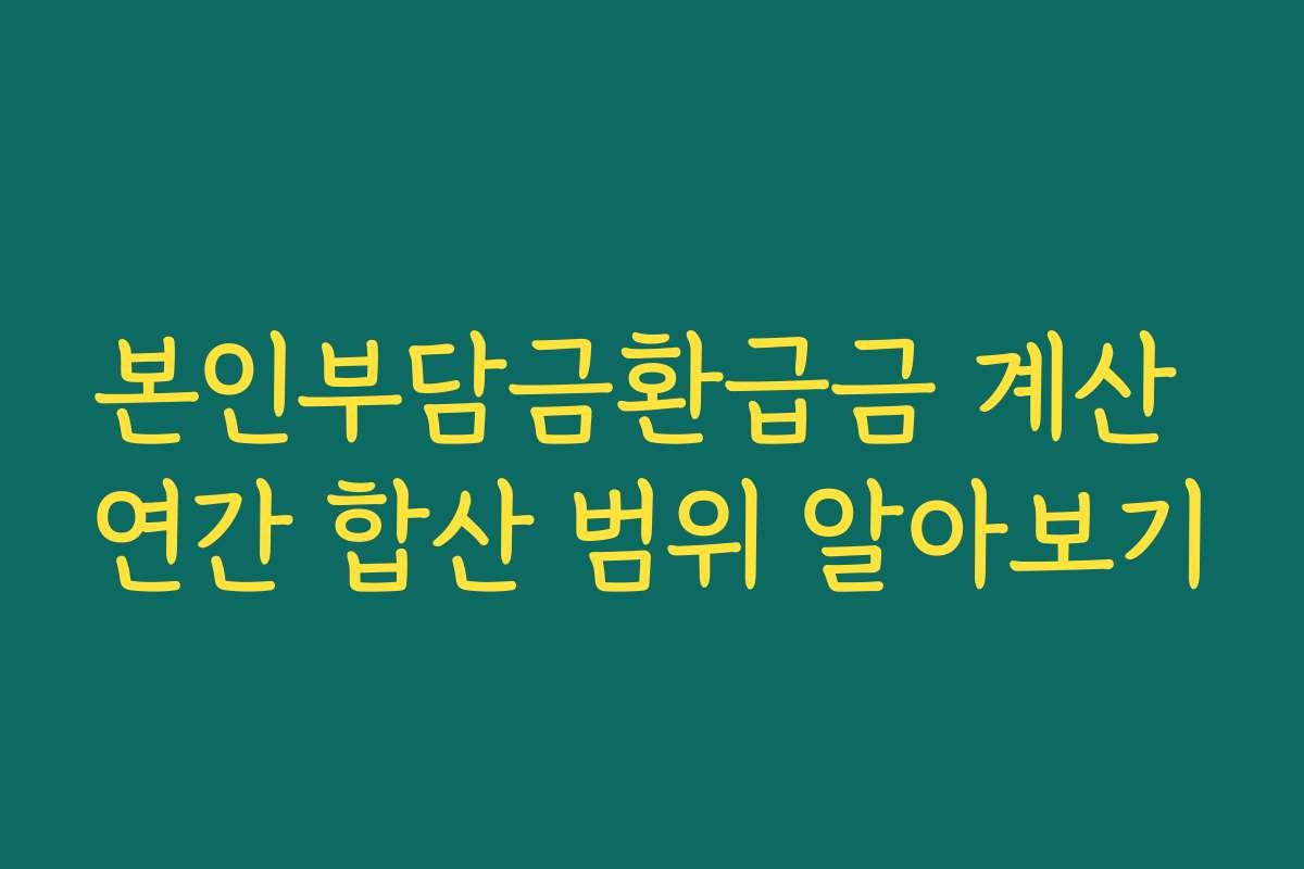 본인부담금환급금 계산 연간 합산 범위 알아보기