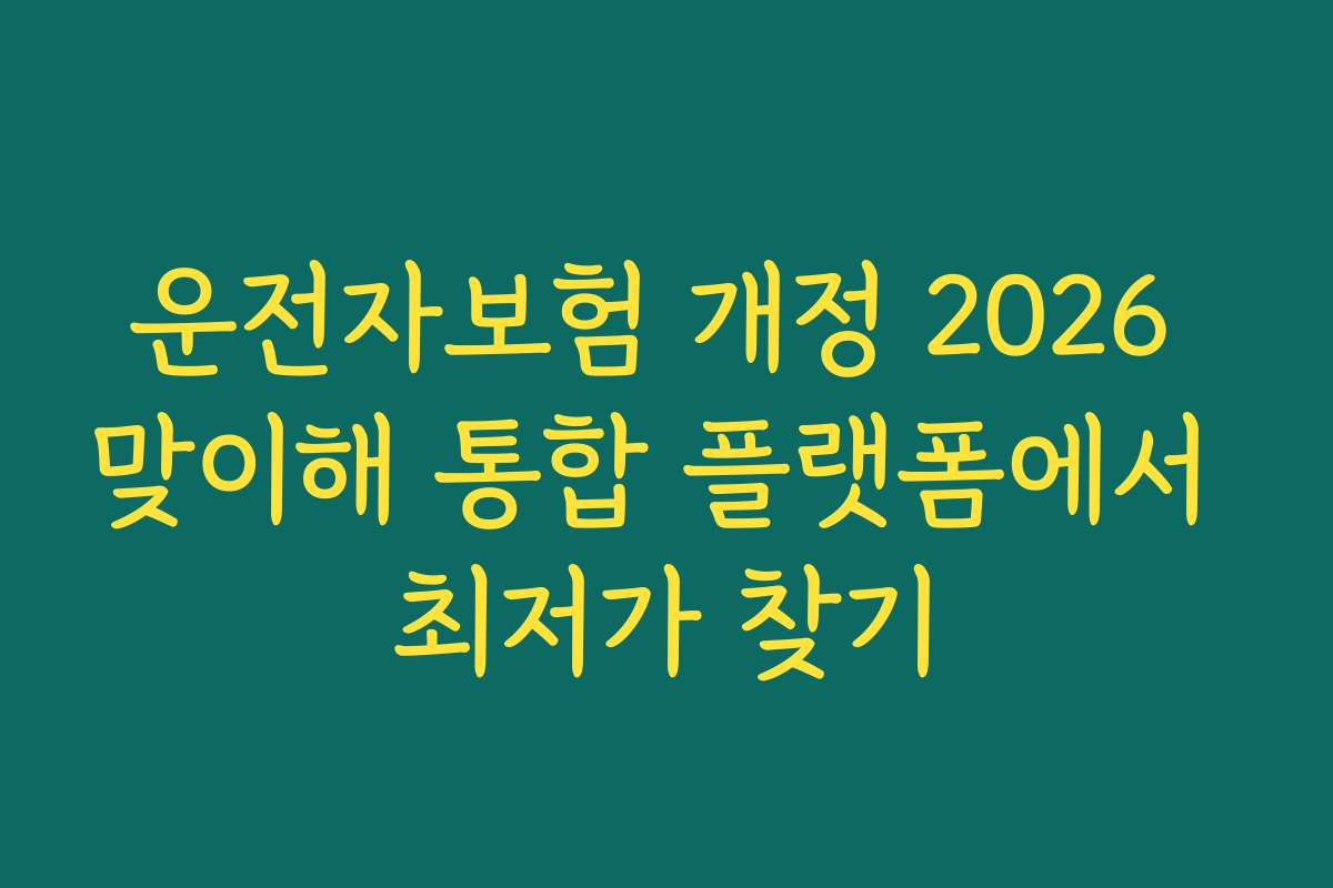 운전자보험 개정 2026 맞이해 통합 플랫폼에서 최저가 찾기