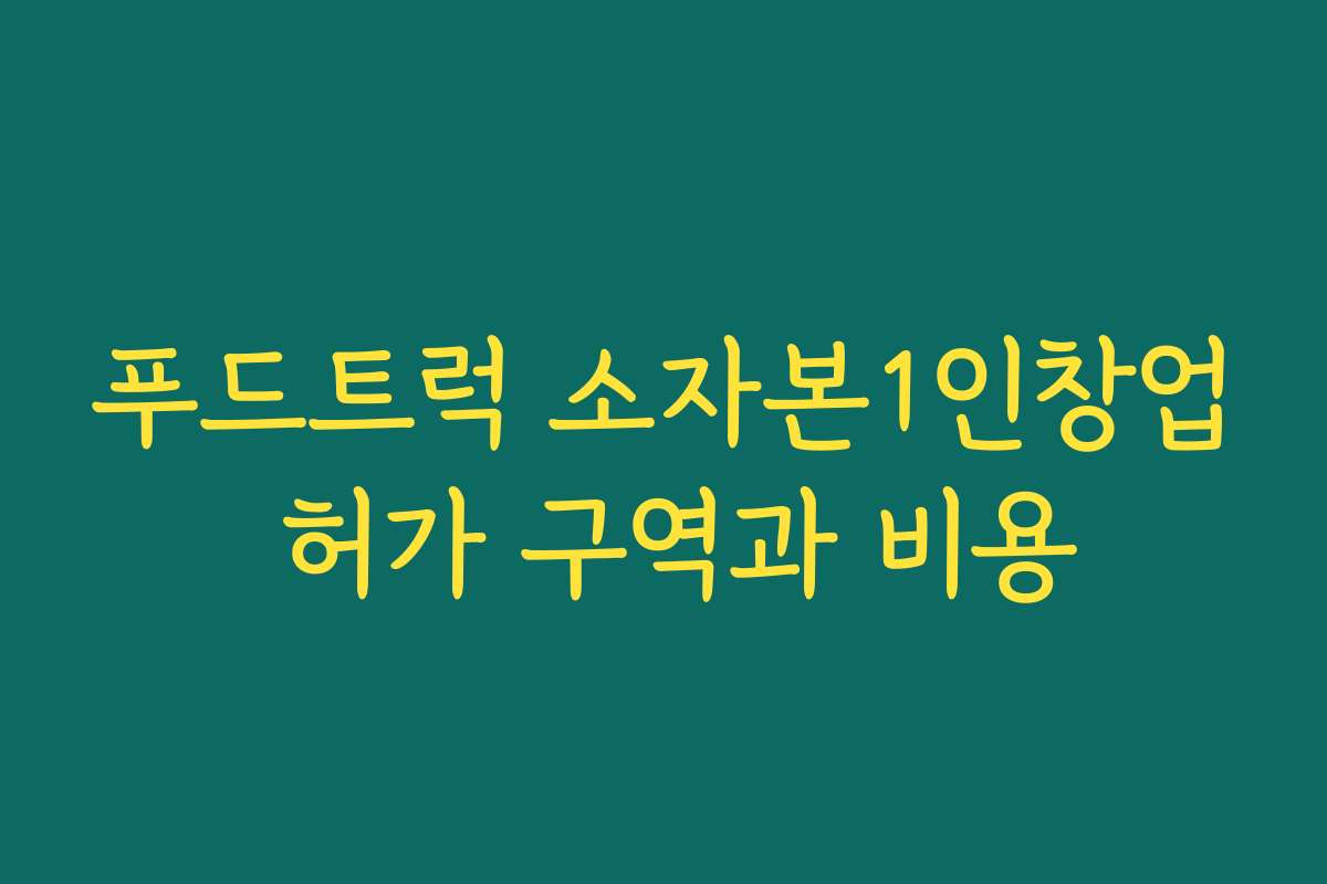 푸드트럭 소자본1인창업 허가 구역과 비용