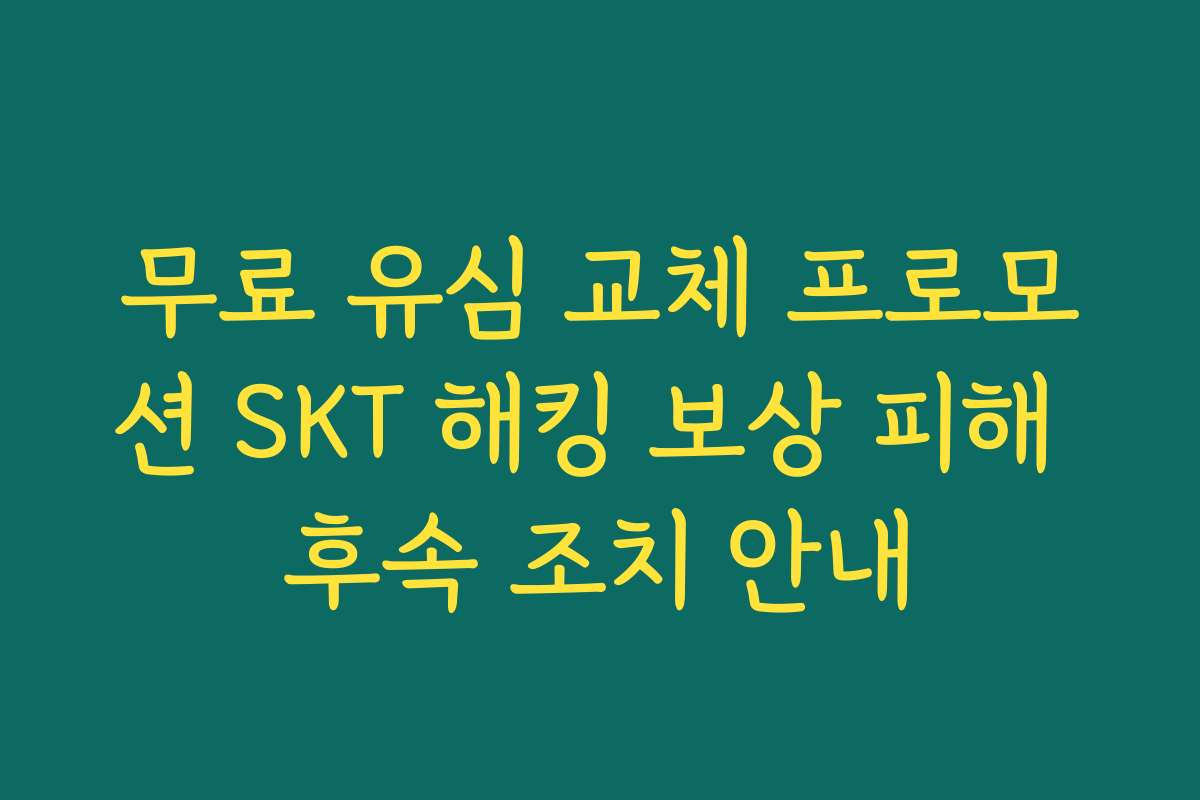 무료 유심 교체 프로모션 SKT 해킹 보상 피해 후속 조치 안내