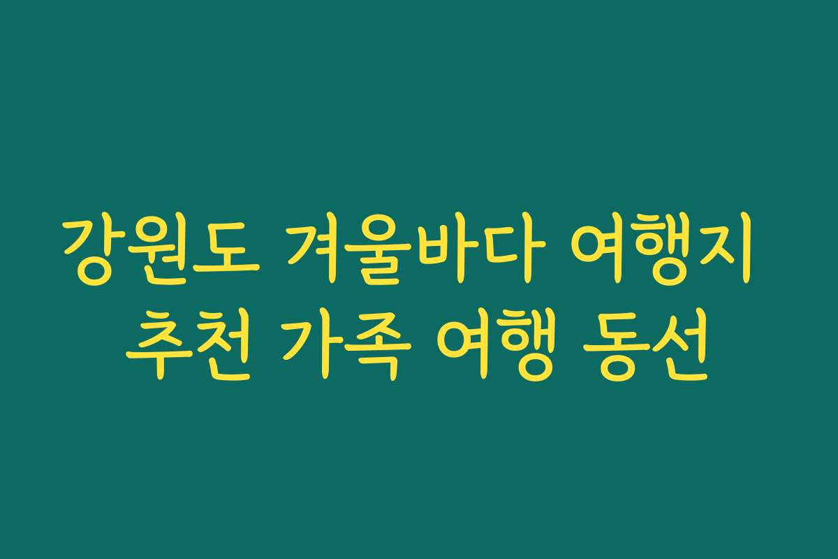 강원도 겨울바다 여행지 추천 가족 여행 동선