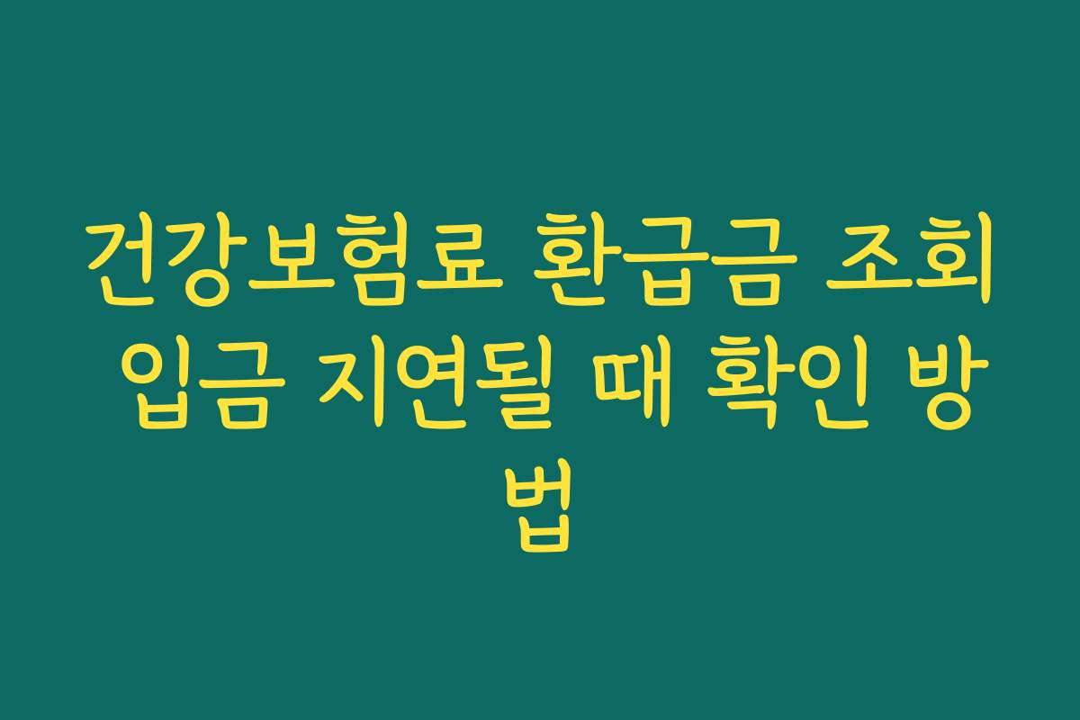 건강보험료 환급금 조회 입금 지연될 때 확인 방법