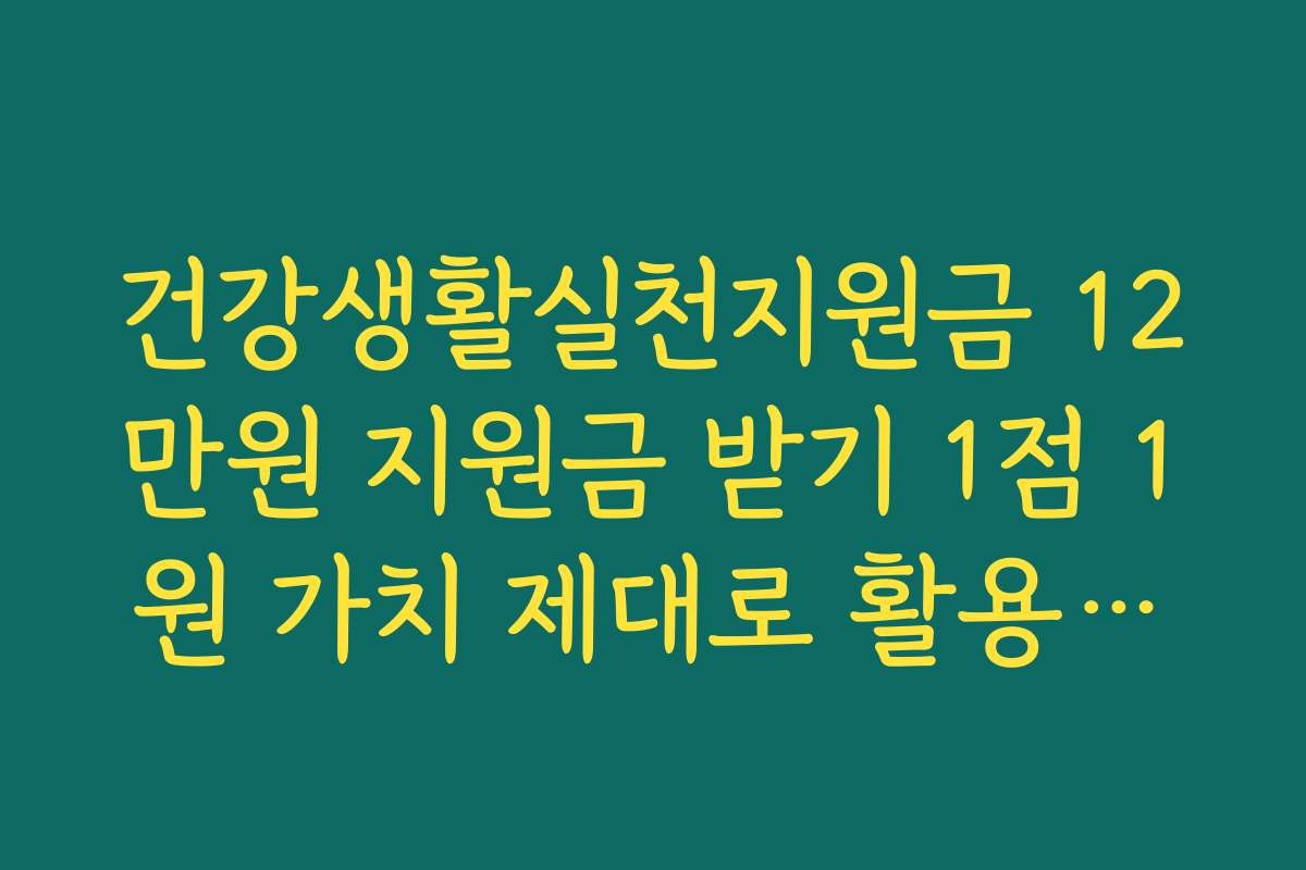 건강생활실천지원금 12만원 지원금 받기 1점 1원 가치 제대로 활용하는 법