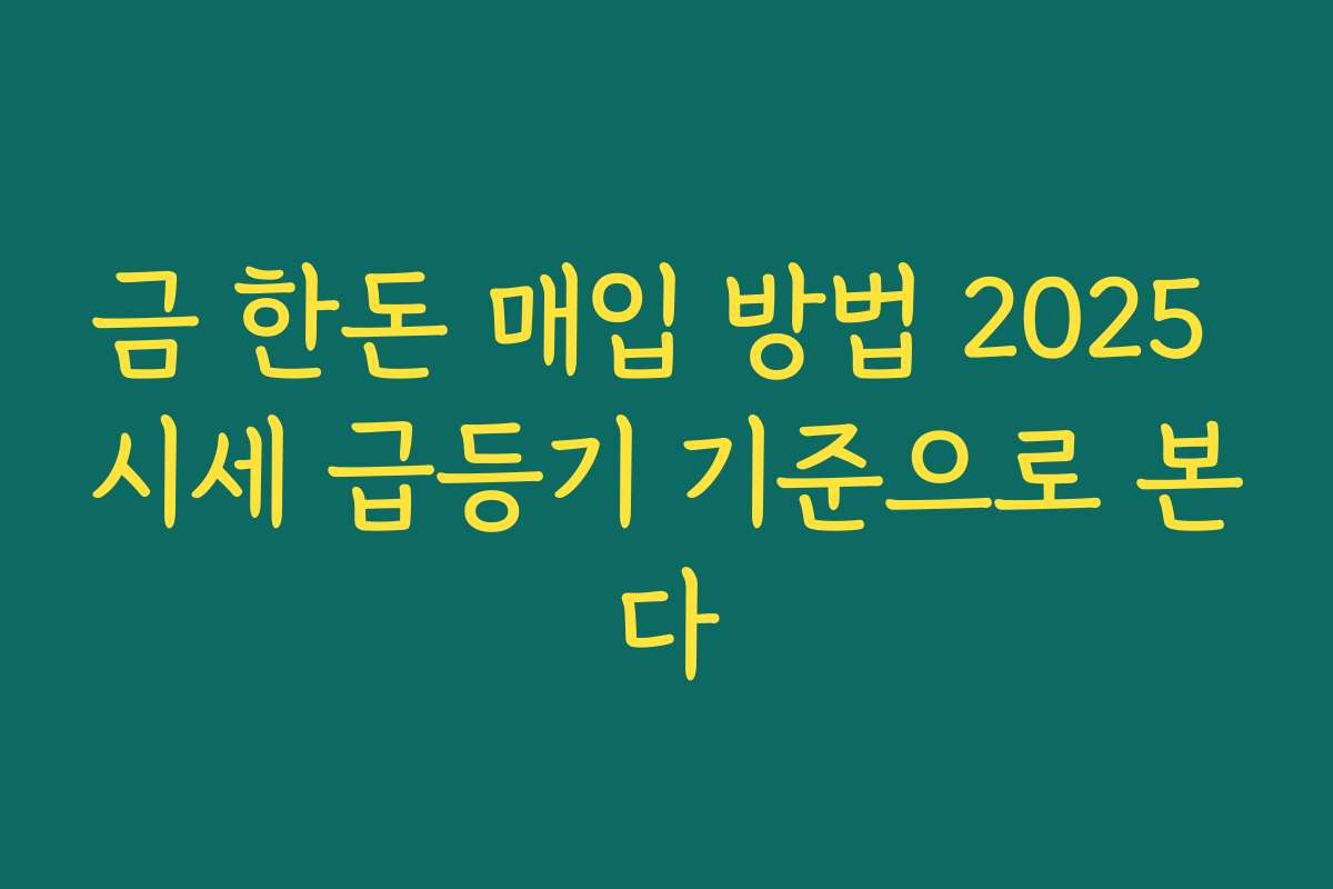 금 한돈 매입 방법 2025 시세 급등기 기준으로 본다