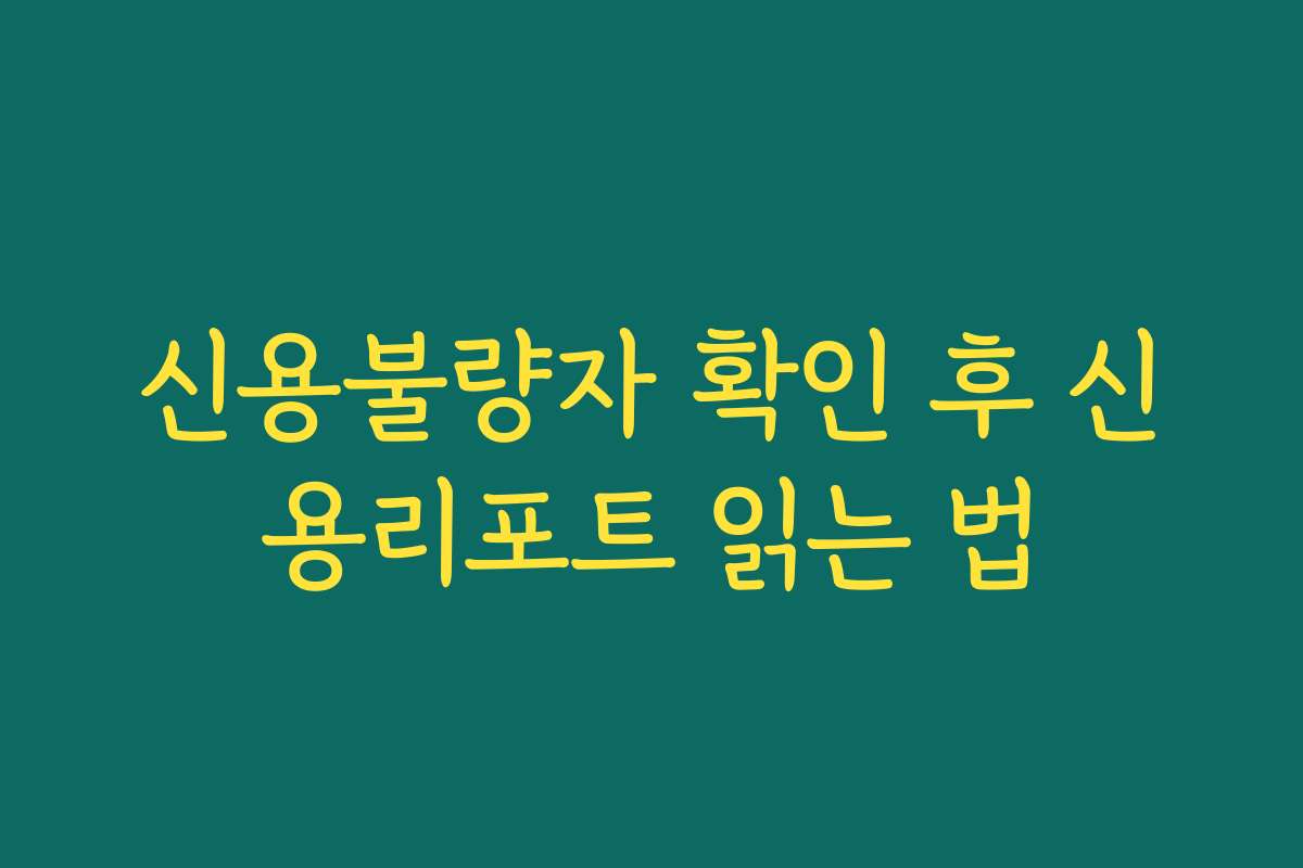 신용불량자 확인 후 신용리포트 읽는 법