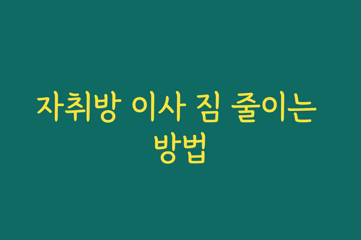 자취방 이사 짐 줄이는 방법