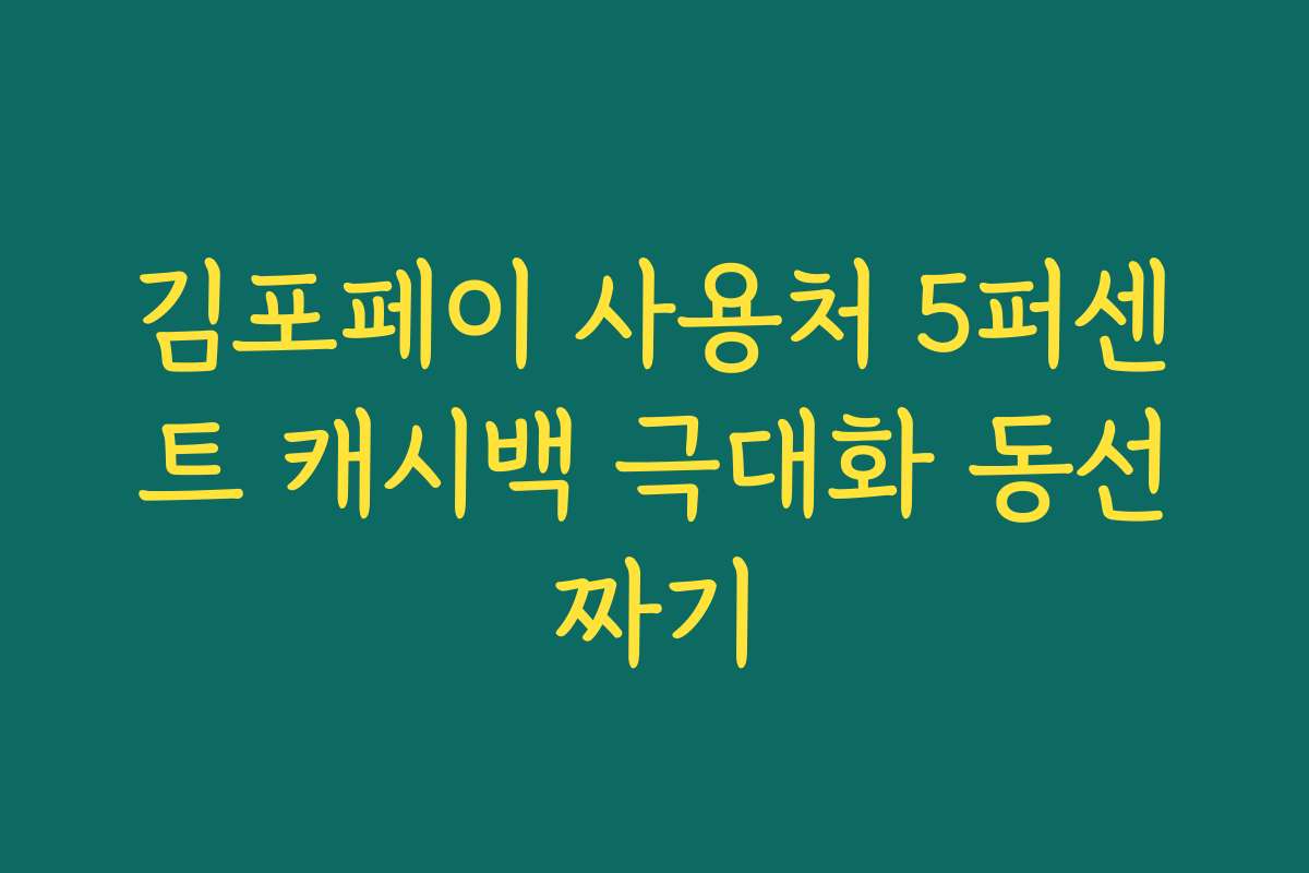 김포페이 사용처 5퍼센트 캐시백 극대화 동선짜기