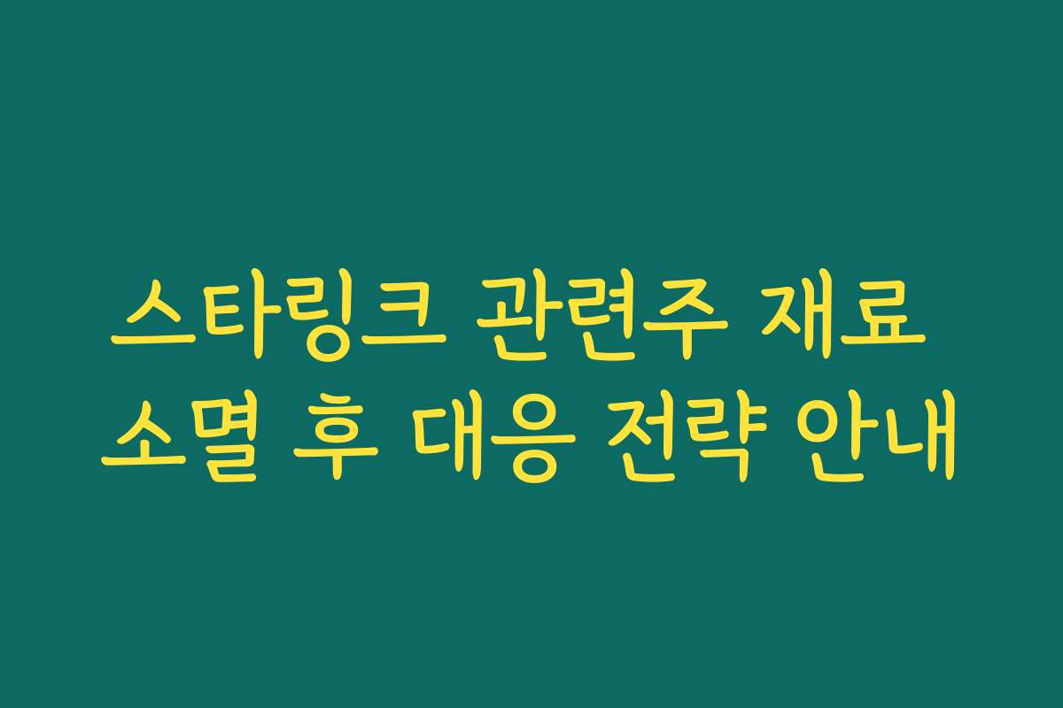 스타링크 관련주 재료 소멸 후 대응 전략 안내