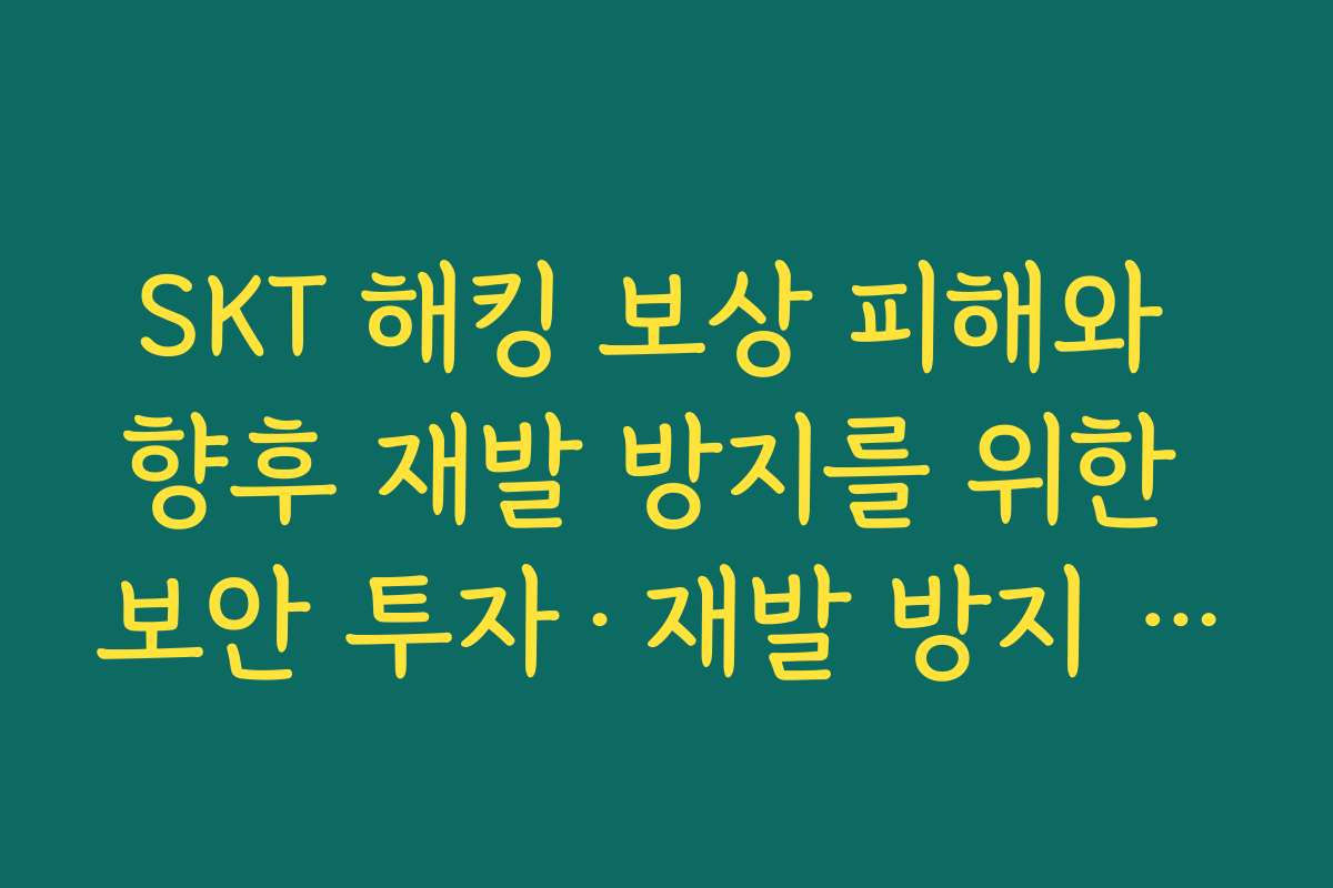 SKT 해킹 보상 피해와 향후 재발 방지를 위한 보안 투자·재발 방지 대책 점검